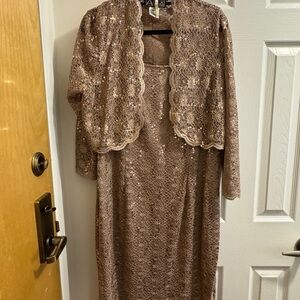 Alex Evenings Gold Lace Dress with Jacket